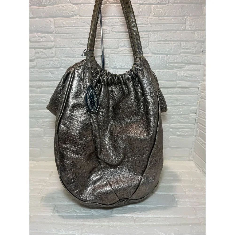 ELIE TAHARI Genuine Leather Metallic Gold HOBO Shoulder Bag Purse